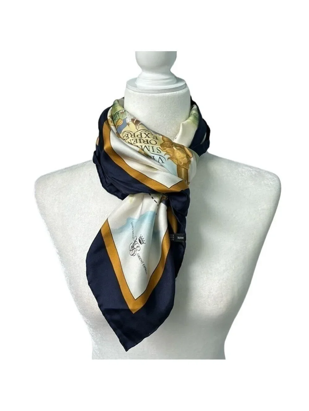 Vintage Venice Simplon Orient Express Silk Scarf Journey Pattern